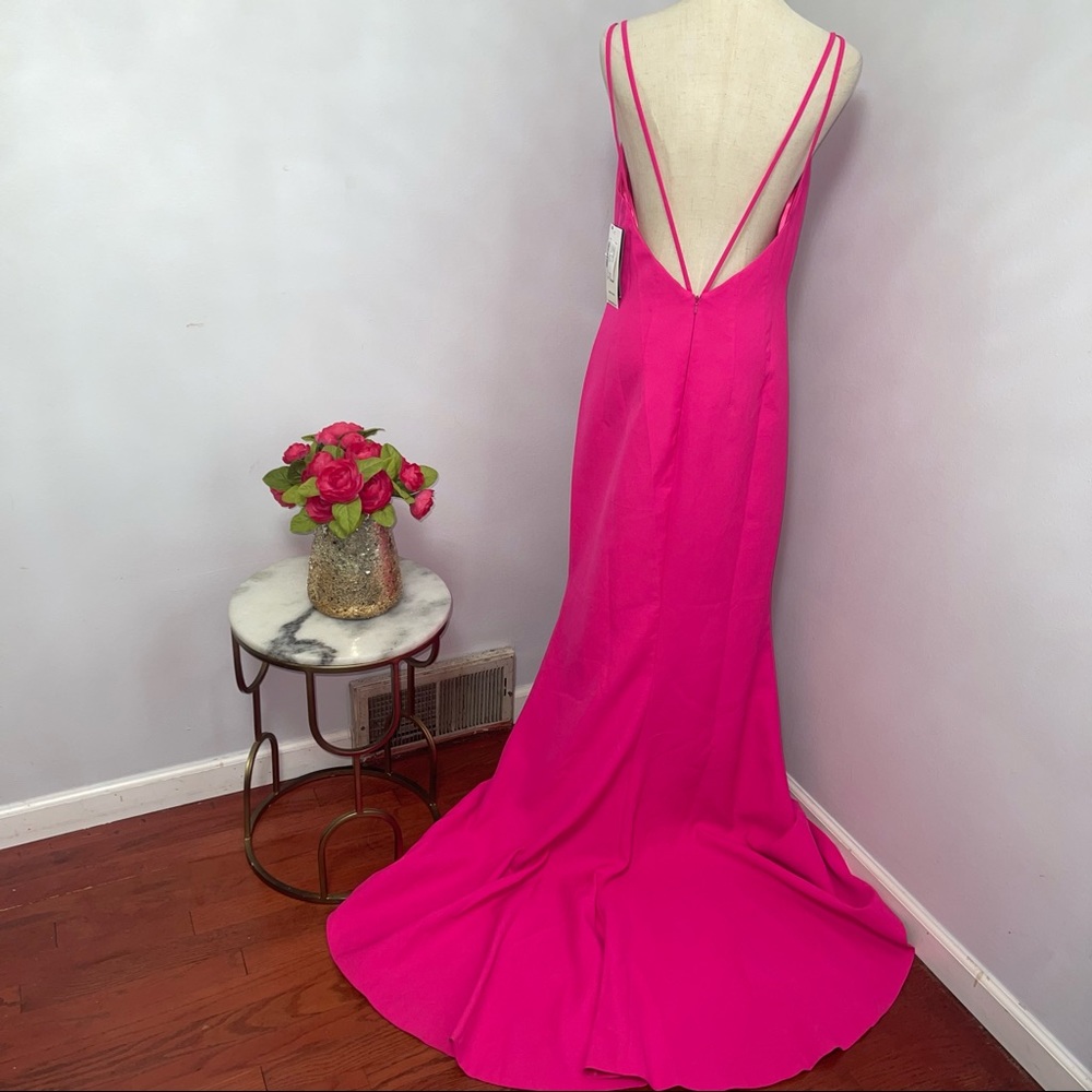 # Basix Black Label Fuchsia Side Hip Peplum Gown New With Tag - Picture 8 of 16